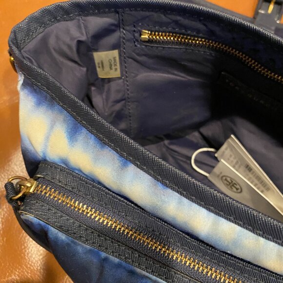 Tory Burch Nylon Tie-Dye Crossbody Bag Blue/White "Scout" - Picture 6 of 11